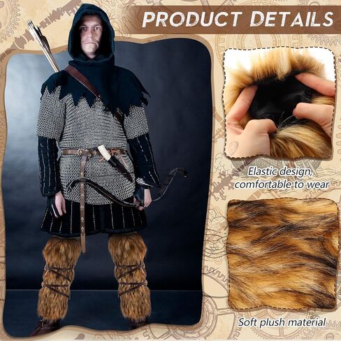زوج من فروي فو فو فرو الساق دفعة مع حزام الكبار الهالوين فايكنغ حراس الأزياء Cosplay ملحق للنساء in Kuwait