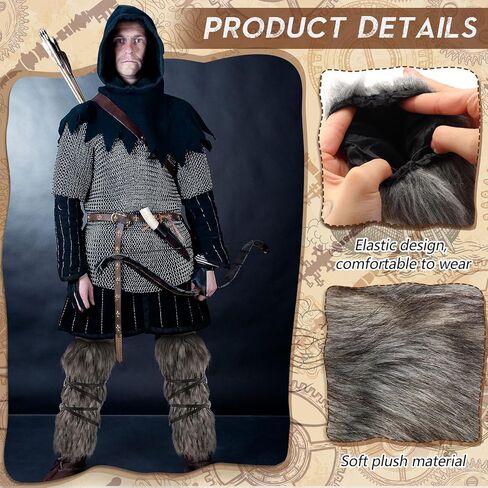 زوج من فروي فو فو فرو الساق دفعة مع حزام الكبار الهالوين فايكنغ حراس الأزياء Cosplay ملحق للنساء in Kuwait