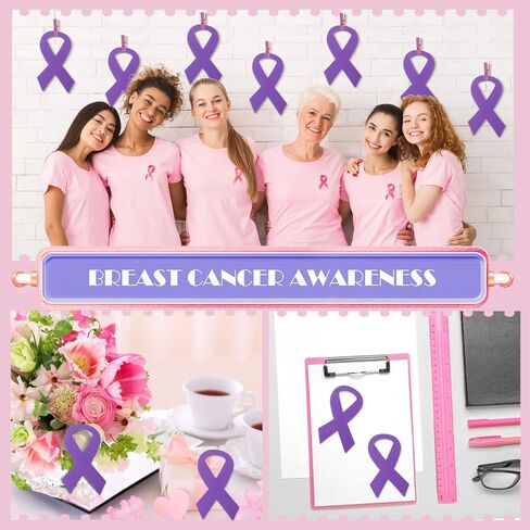 MixTeach 72 Pcs Pink Ribbon Awareness Cutouts Breast Cancer Awareness Paper Cutouts 6 Inch Ribbon Shape Die Cuts to Support and Care for Women Girls Group Awareness Events, Charity Public, Fundraisers in Saudi Arabia