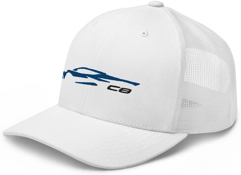 سيارة رياضية C8 صورة ظلية Elkhart Blue Metallic Corvette Owner Trucker Cap Snapback Hat in Saudi Arabia