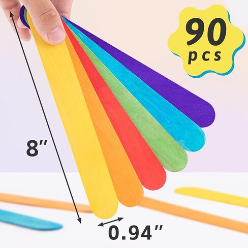 WISYOK 8 inch Popsicle Sticks, 500 Pcs Jumbo Wood Craft Sticks, Fan Handles, Large Popsicle Sticks for Crafts, Wedding Programs, Great for DIY Creative Designs and Children Education in Saudi Arabia