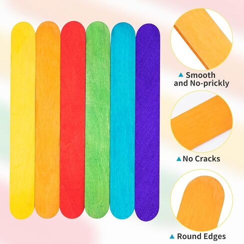 WISYOK 8 inch Popsicle Sticks, 500 Pcs Jumbo Wood Craft Sticks, Fan Handles, Large Popsicle Sticks for Crafts, Wedding Programs, Great for DIY Creative Designs and Children Education in Saudi Arabia