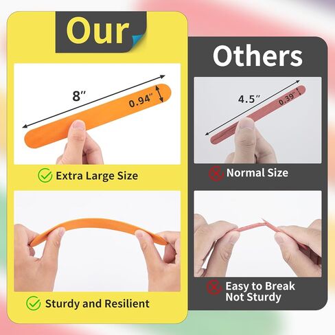 WISYOK 8 inch Popsicle Sticks, 500 Pcs Jumbo Wood Craft Sticks, Fan Handles, Large Popsicle Sticks for Crafts, Wedding Programs, Great for DIY Creative Designs and Children Education in Saudi Arabia