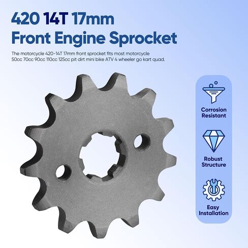 420 14T 17MM دراجة نارية مسنحة ملائمة للمحرك الواحد لـ 50cc 70cc 90cc 110cc 125cc 140cc 160cc Z50 in Kuwait