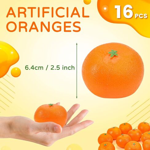 Toopify 16 Pcs Artificial Oranges, Decorative Fake Oranges for Decoration Lifelike, Realistic Fake Fruit Oranges for Christmas Home Kitchen Festival Party Decoration in Kuwait