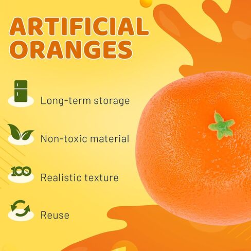 Toopify 16 Pcs Artificial Oranges, Decorative Fake Oranges for Decoration Lifelike, Realistic Fake Fruit Oranges for Christmas Home Kitchen Festival Party Decoration in Kuwait