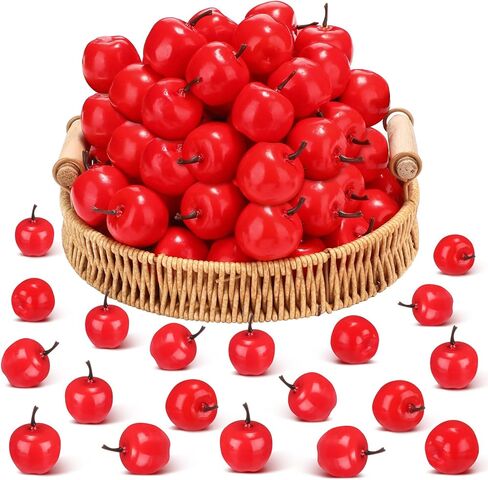 100 PCS التفاح الاصطناعي 1.4 Mini Red Apples Christmas Decoration Simulation LifeLike Fake Sets for Fall Centrepiece Rosh Hashanah First Birth in Saudi Arabia