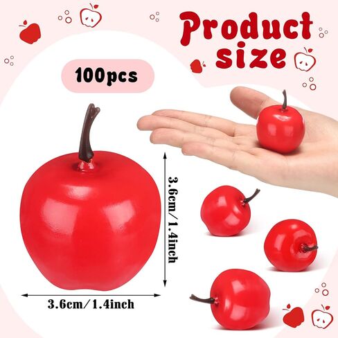 100 PCS التفاح الاصطناعي 1.4 Mini Red Apples Christmas Decoration Simulation LifeLike Fake Sets for Fall Centrepiece Rosh Hashanah First Birth in Saudi Arabia
