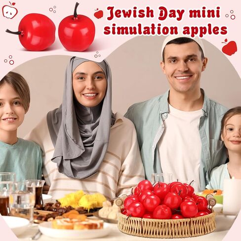 100 PCS التفاح الاصطناعي 1.4 Mini Red Apples Christmas Decoration Simulation LifeLike Fake Sets for Fall Centrepiece Rosh Hashanah First Birth in Saudi Arabia