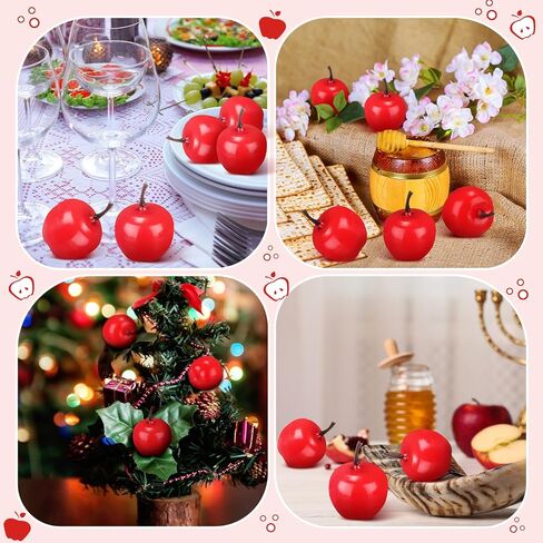 100 PCS التفاح الاصطناعي 1.4 Mini Red Apples Christmas Decoration Simulation LifeLike Fake Sets for Fall Centrepiece Rosh Hashanah First Birth in Saudi Arabia