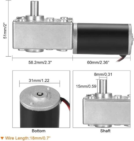 5840-31ZY orm Geared Motor High Torque D Shaft Motor 8mm Shaft Rotating Table Door Self-Lock 70kg.cm 6.5A 12V 260RPM in Saudi Arabia