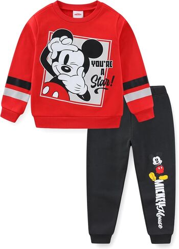 Disney Mickey Mouse Boys 2 قطعة من النوع الثقيل والسروال المطبوع لطفل صغير وأطفال كبير in Saudi Arabia