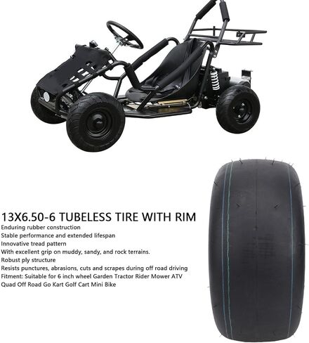 13x6.50 6 Tire Wheel Assembly, Rubber Tubeless Puncture Proof Tire with 3 Fixed Rim, with 6 Inch Wheel 4 Ply 480 lbs Capacity, for ATV UTV Quad Off Road Go Kart in Saudi Arabia