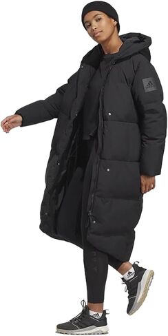 adidas Womens Big Baffle Down Winter Long Coat, Black in Saudi Arabia
