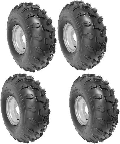 19x7.00-8 19x7-8 19x7x8 ATV Tyre & Rim Wheel Assembly-4 stud ، 8 "RIM 4 Ply 110mm (4.33") تباعد الترباس-لربو ، Go Kart ، UTV ، Buggy ، Mini Bikes ، Moer ، Garden ، 4 Wheelers (2 pack) in Kuwait