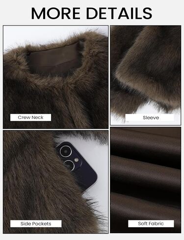 Wyeysyt Womens Faux Fur Cropped Coat Fluffy Faux Fur Jacket Long Sleeve Open Front Winter Warm Jacket in Saudi Arabia