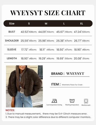Wyeysyt Womens Faux Fur Cropped Coat Fluffy Faux Fur Jacket Long Sleeve Open Front Winter Warm Jacket in Saudi Arabia