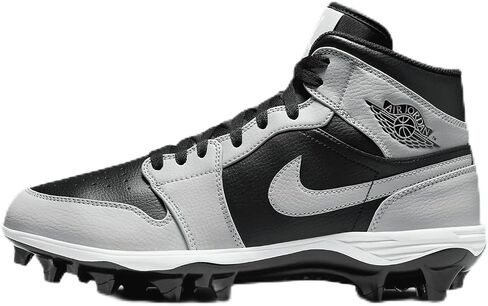 NIKE Jordan 1 Mid TD Men's Football Cleat (FJ6805-002, Black/Light Smoke Grey/Black/Light Smoke Grey) Size 9.5 in Saudi Arabia