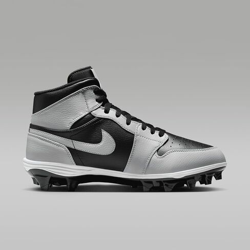 NIKE Jordan 1 Mid TD Men's Football Cleat (FJ6805-002, Black/Light Smoke Grey/Black/Light Smoke Grey) Size 9.5 in Saudi Arabia