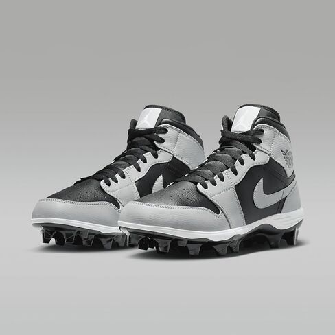 NIKE Jordan 1 Mid TD Men's Football Cleat (FJ6805-002, Black/Light Smoke Grey/Black/Light Smoke Grey) Size 9.5 in Saudi Arabia