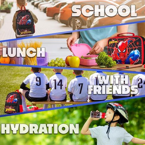 Marvel Spiderman Backpack Back Box Bott Bottle Pencil Case 4 pc in Saudi Arabia