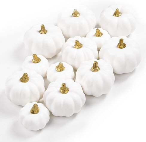 Ywlake 12 Pcs Artificial Pumpkins Fall Decorations, Mini Small Fake Pumpkin for Autumn Harvest Halloween Thanksgiving Faux Pumpkins Home Table Decor (White) in Saudi Arabia