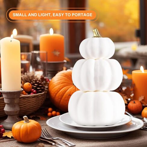 Ywlake 12 Pcs Artificial Pumpkins Fall Decorations, Mini Small Fake Pumpkin for Autumn Harvest Halloween Thanksgiving Faux Pumpkins Home Table Decor (White) in Saudi Arabia
