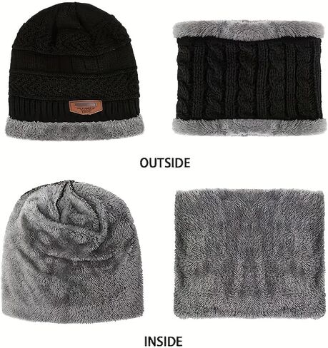 Winter Warmth 2 Piece Set Knit Beanie Neck Scarf, Beanies Winter Neck Gaiter Elastic Outdoor Accessories Cozy Knitted Fabric in Saudi Arabia