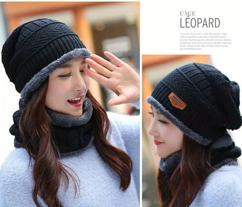Winter Warmth 2 Piece Set Knit Beanie Neck Scarf, Beanies Winter Neck Gaiter Elastic Outdoor Accessories Cozy Knitted Fabric in Saudi Arabia