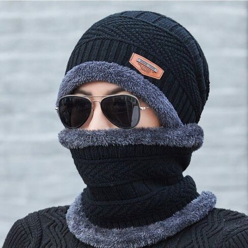 Winter Warmth 2 Piece Set Knit Beanie Neck Scarf, Beanies Winter Neck Gaiter Elastic Outdoor Accessories Cozy Knitted Fabric in Saudi Arabia