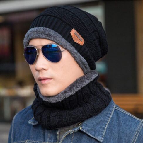 Winter Warmth 2 Piece Set Knit Beanie Neck Scarf, Beanies Winter Neck Gaiter Elastic Outdoor Accessories Cozy Knitted Fabric in Saudi Arabia