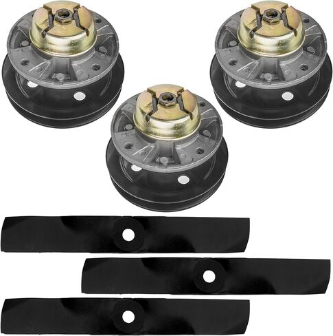 Caltric 48" Deck Spindle w/Pulley Blade Kit Compatible With John Deere GT242 GT262 GT275 LX186 LX188 in Saudi Arabia