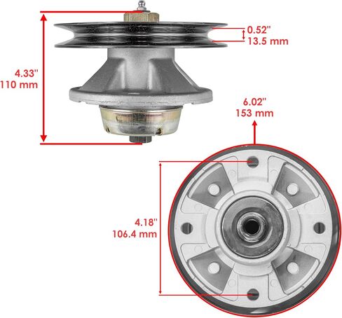 Caltric 48" Deck Spindle w/Pulley Blade Kit Compatible With John Deere GT242 GT262 GT275 LX186 LX188 in Saudi Arabia