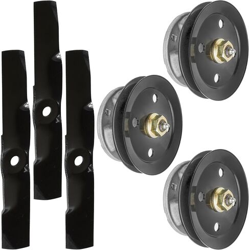 Caltric 48" Deck Spindle w/Pulley Blade Kit Compatible With John Deere GT242 GT262 GT275 LX186 LX188 in Saudi Arabia
