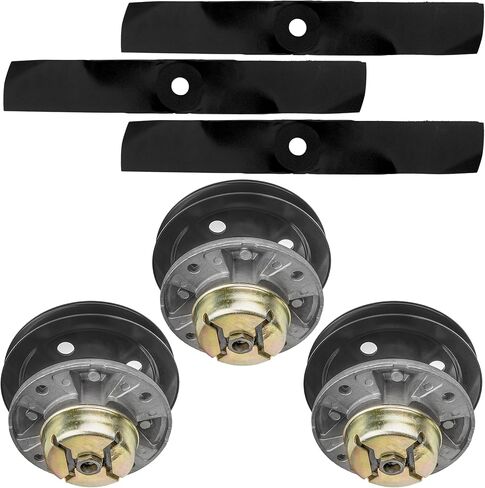 Caltric 48" Deck Spindle w/Pulley Blade Kit Compatible With John Deere GT242 GT262 GT275 LX186 LX188 in Saudi Arabia