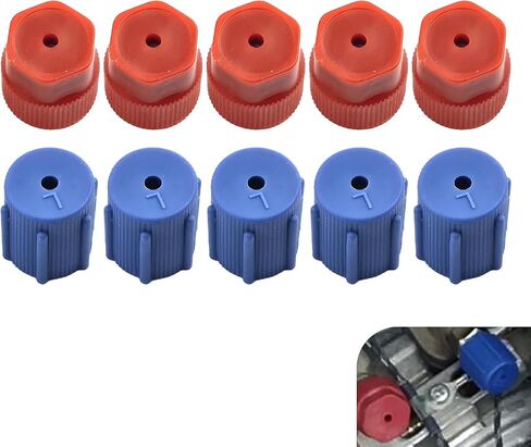 SLIMI 10 PCS Air Conditioning Pressure Caps, R134a AC High & Low Pressure Port Caps, R134a Leak-proof Air Conditioning Valve Cover Replacement, Universal for Most Cars (Blue & Red) in Saudi Arabia