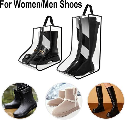4Pack Boot Facs for Cowboy Boots Portable Tall Boot Storage Organizer حقائب الأحذية للسفر مع أغلفة الغبار (صافية أسود) in Kuwait