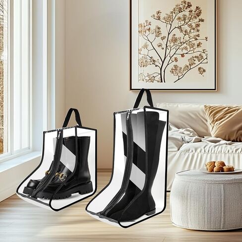 4Pack Boot Facs for Cowboy Boots Portable Tall Boot Storage Organizer حقائب الأحذية للسفر مع أغلفة الغبار (صافية أسود) in Kuwait