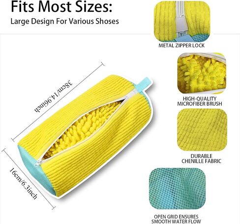 Shoe Washing Machine Bag,Laundry Shoe Bag for Washer and Dryer,Reusable Shoe Cleaning Bag for Sneakers,Tennis Shoes,With Self-locking Zipper, Microfiber Inside,Include Shoes Storage Bag in Saudi Arabia