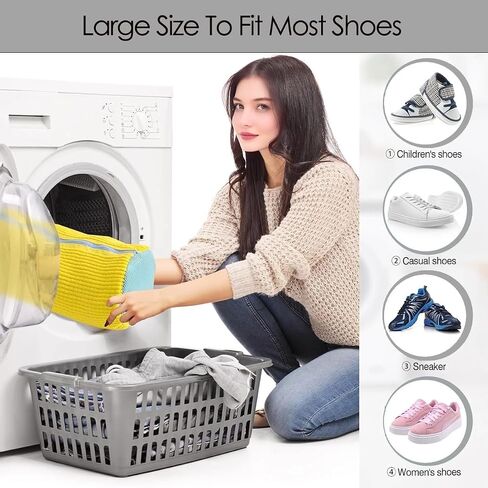 Shoe Washing Machine Bag,Laundry Shoe Bag for Washer and Dryer,Reusable Shoe Cleaning Bag for Sneakers,Tennis Shoes,With Self-locking Zipper, Microfiber Inside,Include Shoes Storage Bag in Saudi Arabia