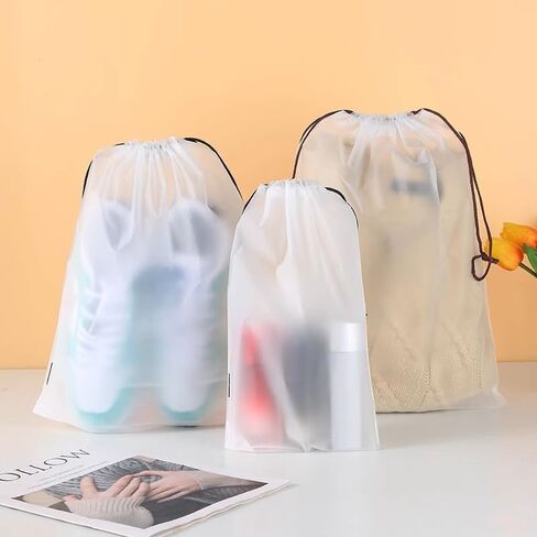 5 PCS Clear Shoe Bags for Travel, 15.7" x 11.8" Clear Travel Shoe Bags for Packing with Drawstring, Waterproof Dustproof Portable Storage Bags Travel Essentials for Men and Women in Saudi Arabia