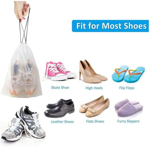 5 PCS Clear Shoe Bags for Travel, 15.7" x 11.8" Clear Travel Shoe Bags for Packing with Drawstring, Waterproof Dustproof Portable Storage Bags Travel Essentials for Men and Women in Saudi Arabia