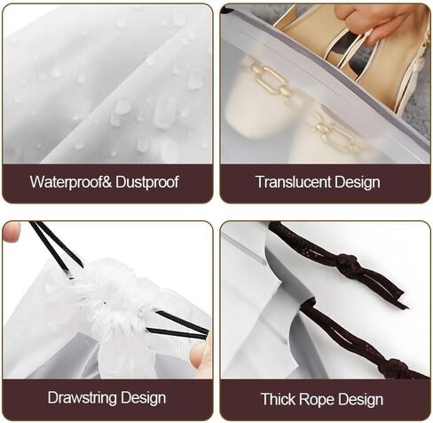 5 PCS Clear Shoe Bags for Travel, 15.7" x 11.8" Clear Travel Shoe Bags for Packing with Drawstring, Waterproof Dustproof Portable Storage Bags Travel Essentials for Men and Women in Saudi Arabia