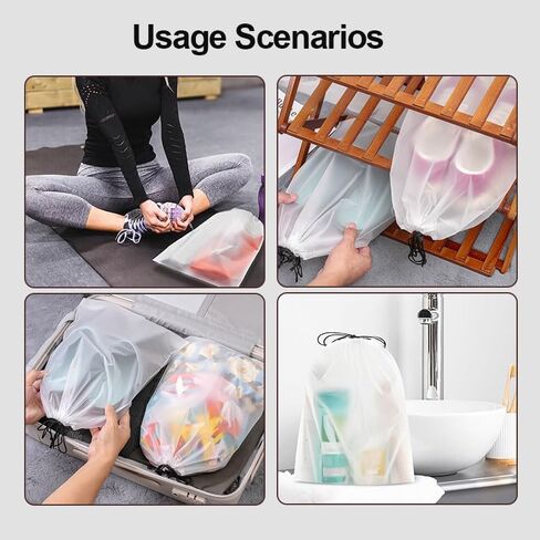 5 PCS Clear Shoe Bags for Travel, 15.7" x 11.8" Clear Travel Shoe Bags for Packing with Drawstring, Waterproof Dustproof Portable Storage Bags Travel Essentials for Men and Women in Saudi Arabia