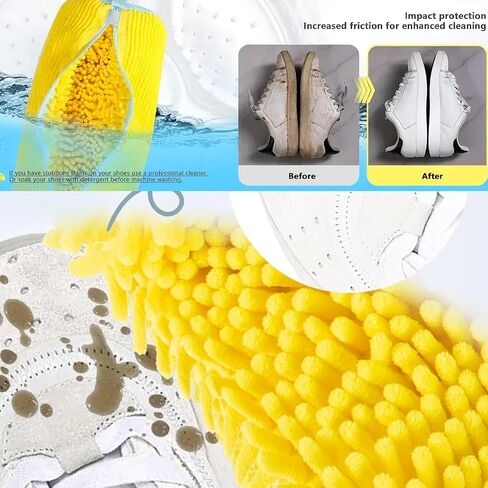 2pcs أكياس غسالة أحذية صفراء ، يمكن تنظيف حقيبة غسل الأحذية القابلة لإعادة الاستخدام للآلة بزاوية 360 درجة حولها. حقيبة الغسيل مناسبة لأحجام الأحجام المختلفة in Saudi Arabia