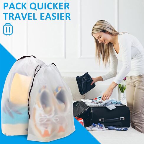 10 PCS Large Clear Shoe Bags for Travel, 11.8" x 15.7" Drawstring Travel Shoe Bags for Trip Cruise Travel Essentials Shoe Storage Bag in Saudi Arabia