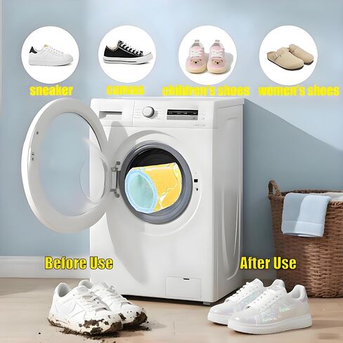 2-Pack Shoe Washing Machine Bags 15.4in Heavy Duty Laundry Shoe Bag with Reinforced Edges 360° Deep Clean Anti-Tear for Sneaker, Running Shoes, Bras, Delicates and Toys(Yellow) in Kuwait