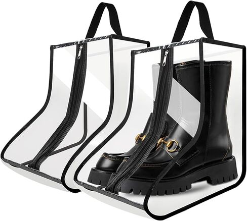4Pack Boot Facs for Cowboy Boots Portable Tall Boot Storage Organizer حقائب الأحذية للسفر مع أغلفة الغبار (صافية أسود) in Kuwait