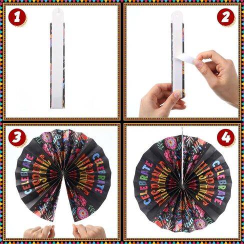 Outus 9 Pcs Hispanic Heritage Month Decorations Spanish Hanging Fans Latin American Paper Fans National Hispanic Heritage Month Hanging Decor Bulletin Board Classroom Decor for Ceiling Wall Home in Saudi Arabia