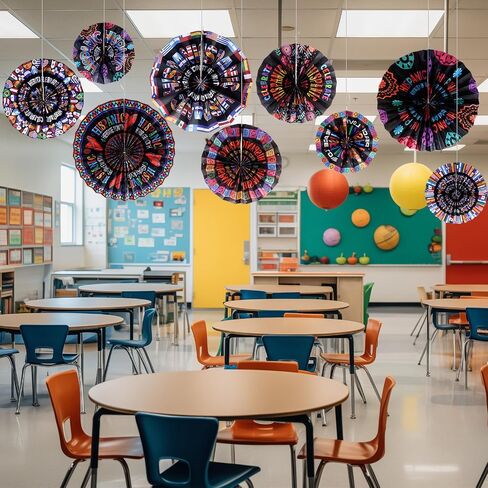Outus 9 Pcs Hispanic Heritage Month Decorations Spanish Hanging Fans Latin American Paper Fans National Hispanic Heritage Month Hanging Decor Bulletin Board Classroom Decor for Ceiling Wall Home in Saudi Arabia